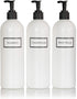 Silkscreened Empty Shower Bottle Set, 3-Pack, 16 oz Cosmo/Bullet, for Shampoo, Conditioner, Body Wash, White
