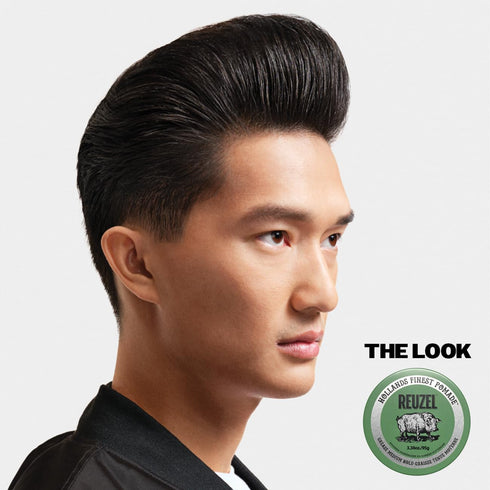 REUZEL Green Grease Pomade, Medium All Day Hold, Oil-Based Styling Wax, Easy To Wash Out