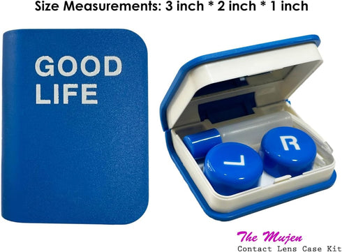 Contact Lens Case Kit, Cute Eye Contact Lens Travel Storage with Remover Tool and Mirror (Blue)