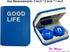 Contact Lens Case Kit, Cute Eye Contact Lens Travel Storage with Remover Tool and Mirror (Blue)