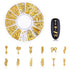 WOKOTO 6 Boxes Gold Nail Charms Studs, 3D Nail Art Jewelry Decoration Kit with Tweezers and Picker Pencil