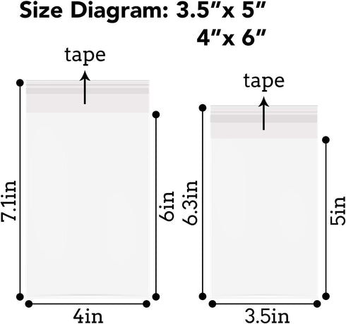 480 PCS Clear Resealable Cellophane Bags, 2 Sizes, 180 PCS 3.5×5 Inches, 300 PCS 4×6 Inches for Bakery, Snacks, and More