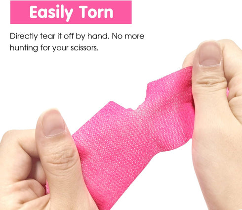 Self Adherent Cohesive Bandage - 4"x5 Yards, Hot Pink, 12 Rolls for First Aid, Athletic Tape