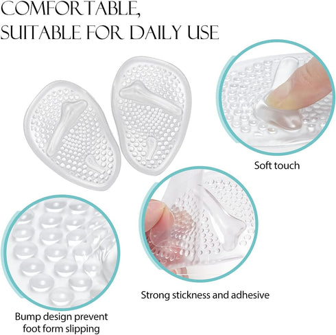 Kefee Metatarsal Pads - 12 pcs Soft Forefoot Pads, High Heel Inserts, Shoe Filler for Too Big Shoes Women, Beige,