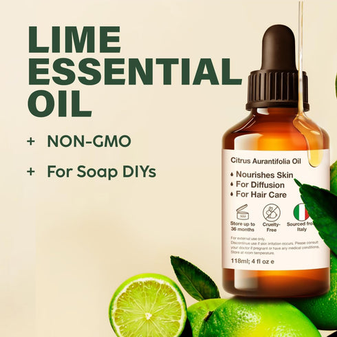 Set Set 2X 4 Oz Mandarin Essential Oil for Diffuse & Lime Essential Oil for Diffuser - Aromatherapy Grade Essential