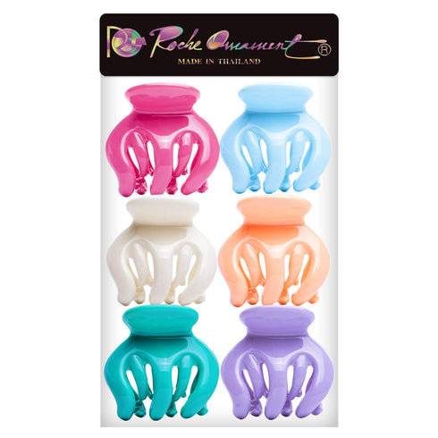 RC ROCHE ORNAMENT 6 Pcs Womens Pumpkin Hair Claw Clips, Interlocking Teeth, No Slip Grip, Large Pastel Multicolor