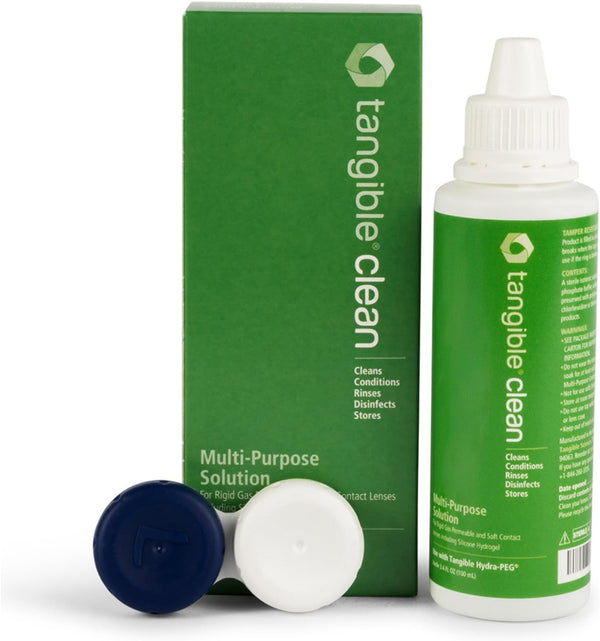 Tangible Clean Multi-Purpose Contact Lens Solution with Lens Case, Travel Size 3.4 FL