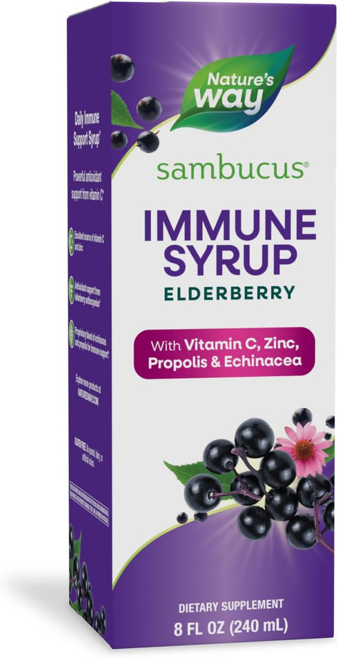 Nature's Way Sambucus Elderberry Immune Syrup, Daily Immune Support, Black Elderberry Extract, 8 Fl Oz