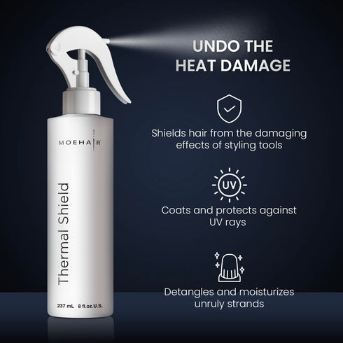 MOEHAIR Heat Protection Spray for Hair (8 Fl Oz) | Natural Oil-rich Ingredients | Strong, Shiny, Anti-frizz Hair