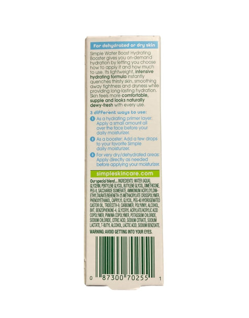 Simple Water Boost Hydrating Booster for Dry Sensitive Skin, 0.85 fl oz (Pack of 2)
