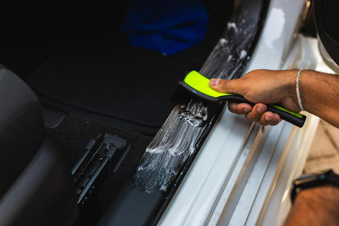 ProGrip Interior Scrub Brush by Detail Factory - Soft Bristles, Rubber Grip, Curved Head Profile