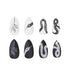 MISUD Medium Stiletto Press on Nails with Goth Snake, Acrylic Gothic Black White Design, 24 pcs