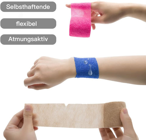 Self Adherent Wrap Bandages, Self Adhering Cohesive Tape for Sports Sprain, Soreness on Wrist and Ankle, 8PCS