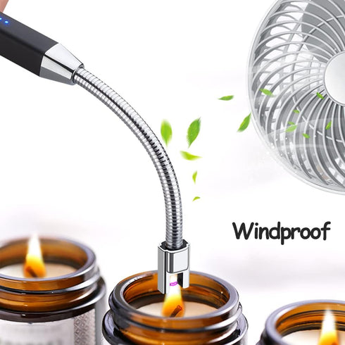 Windproof Rechargeable Flexible Neck Electronic Butane Free Lighter - Lithium Ion, USB Grill Lighter