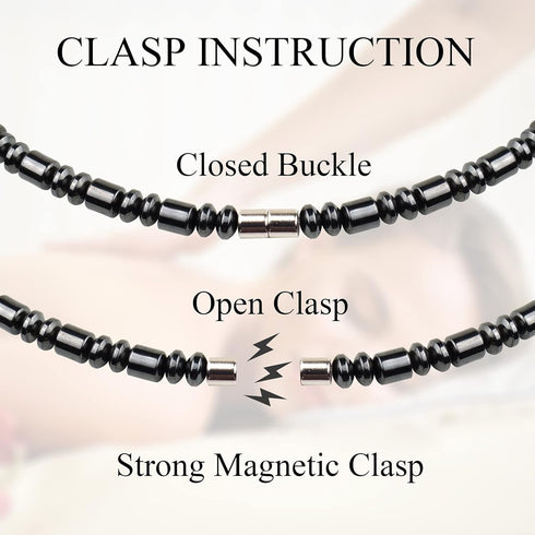 Magnetic Necklace, Hematite Necklace for Magnetic Therapy, Crystal Healing Necklace for Pain and Stress Relief