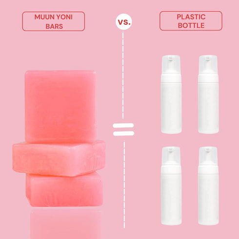 Pack 3 Muun Strawberry Yoni Soap Bar - pH Balancing Cleanser - Probiotics & Natural Ingredients - Gentle Cleansing
