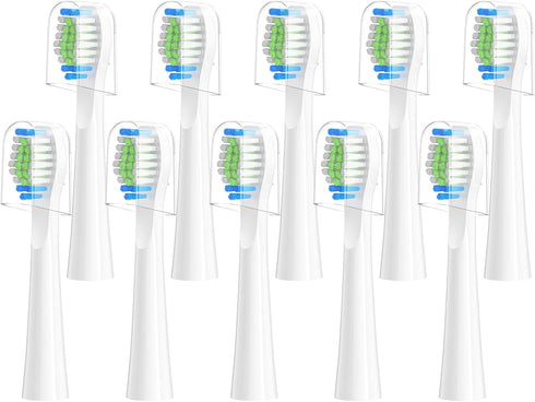 Replacement Toothbrush Heads 10 Pack for Bitvae Daily D2 Rechargeable Toothbrush, White Refills