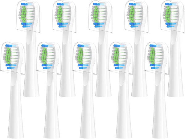 Replacement Toothbrush Heads 10 Pack for Bitvae Daily D2 Rechargeable Toothbrush, White Refills