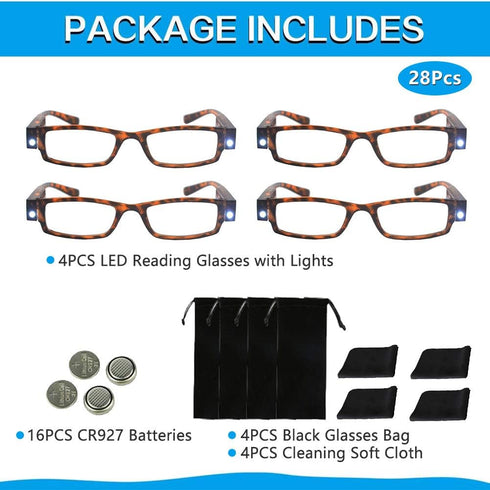 Reading Glasses with Lights - LED Readers Eyeglasses Magnifier for Enhanced Reading Experience