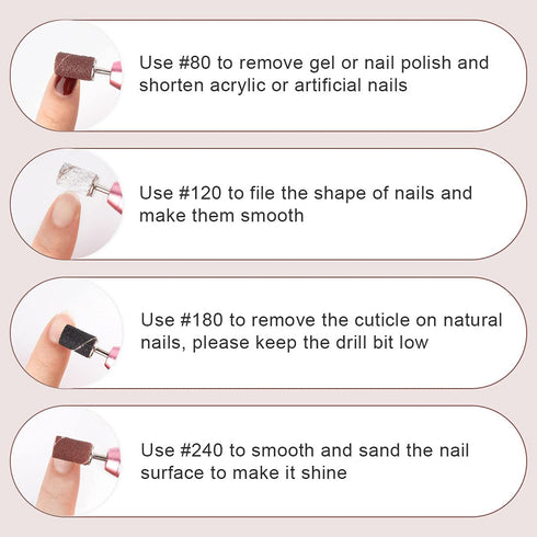 Rolybag Sanding Bands for Nail Drill, Portable Nail Strap Set, 240 Pieces Coarse Fine Grit Efile Sand Set