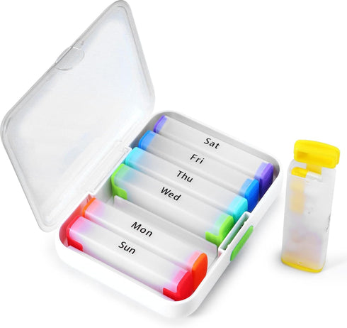 zeeho Lockable Weekly Pill Organizer 2 Times a Day,Secure AM PM Pill Box