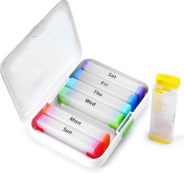 zeeho Lockable Weekly Pill Organizer 2 Times a Day,Secure AM PM Pill Box