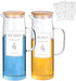 Laundry Detergent Dispenser Set with Bamboo Lids and Handles - Easy Pour