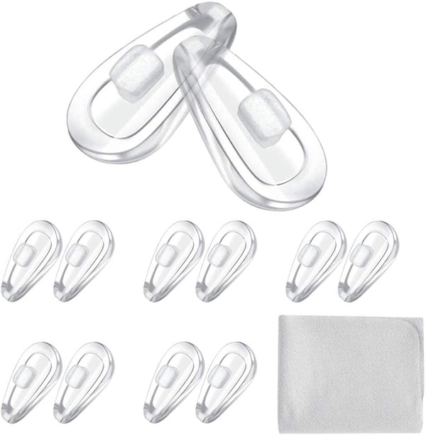 Push-in Eyeglass Nose Pads, 6 Pairs of 15mm Soft Silicone Air Chamber Nose Pads for Glasses