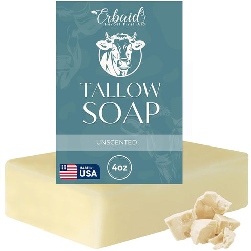 Beef Tallow Soap Bar All Natural Grass Fed Unscented Soap for Eczema, Dry, Itchy, Sensitive Skin