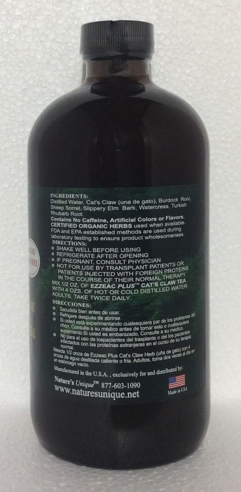 Ezzeac Plus Cat's Claw - Nature's Unique 16 oz. Concentrate - Premium Herbal Tea, All Natural Advanced Formula