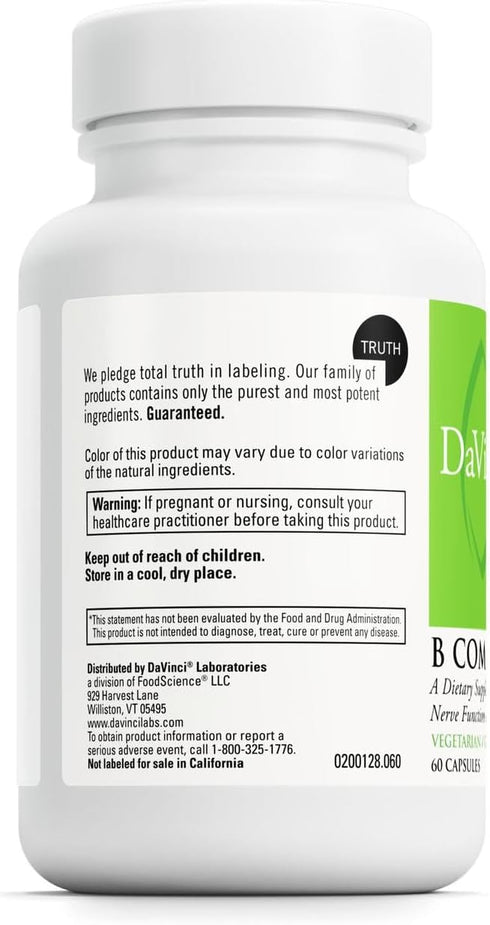 DAVINCI Labs B Complex-75 - 60 Capsules - Supports Relaxation and Proper Nerve Function*