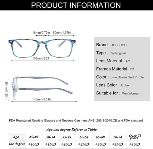 JOSCHOO Blue Stripe Computer Reading Glasses - Blue Light Blocking Readers for Men and Women (2.5)