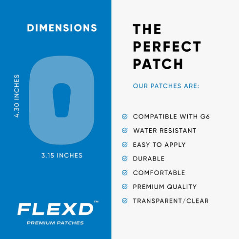Flexd G6 Adhesive Patches - Waterproof Overpatch for Dexcom G6, Durable CGM Adhesive Patches, 35 Pcs Clear