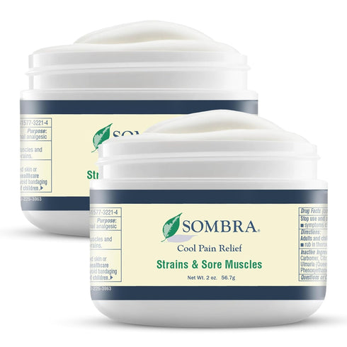 Sombra 2oz Jar Cool Pain Relief Gel - Vegan Formula for Swelling, Soreness, Post-Workout, 2 Pack
