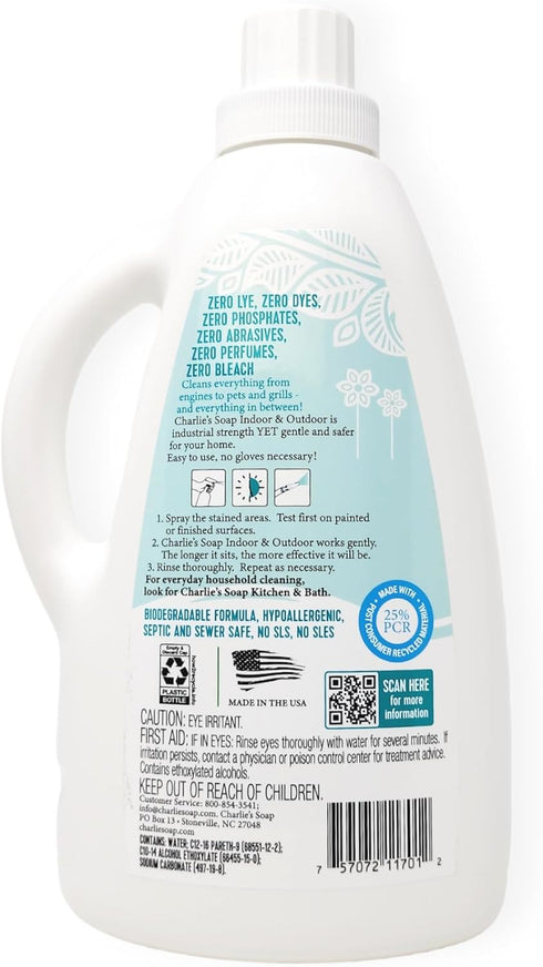 Charlie's Soap Surface Cleaner Refill (75 Fl. Oz.), Biodegradable Natural Spray Safe for Indoor & Outdoor Use