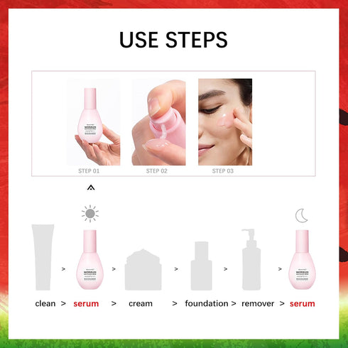 Watermelon Niacinamide Highlighting Serum, Illuminating Makeup Primer & Facial Serum, Moisturizing, 75ml