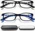 EYEURL 2 Pair Black Computer Reading Glasses, Blue Light Blocking 1.75 Magnification Stylish Rectangular Frame