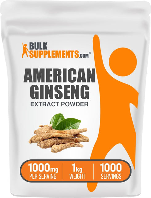 BulkSupplements.com American Ginseng Extract Powder - Ginseng Supplement, 1000mg per Serving, 1kg (2.2 lbs)