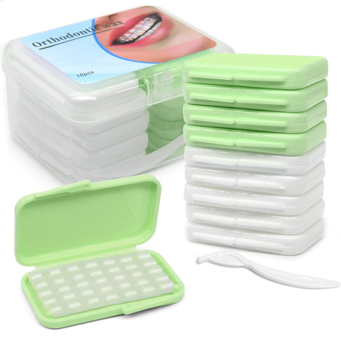 BVN Braces Wax Dental Wax, 10 Boxes Orthodontic Wax Strips, Relief Wax for Braces Wearers