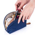 Hekyip Half Moon Cosmetic Bag, Travel Makeup Pouch, Portable Waterproof Pouch for Ladies, Small Navy Blue