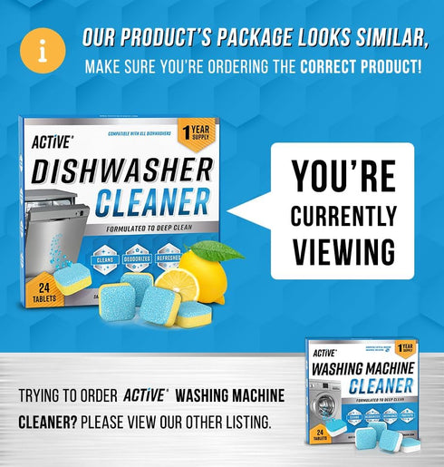 Dishwasher Cleaner And Deodorizer Tablets, 24 Pack Heavy Duty Deep Cleaning Pods for Dishwasher