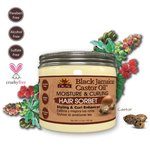OKAY Jamaican Castor Oil Moisture & Curling Hair Sorbet 17 oz / 482 gr - Black