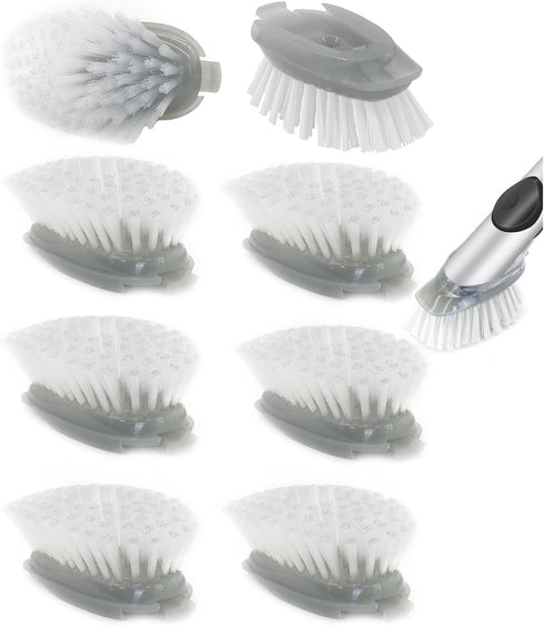 Dish Cleaning Soap Dispensing Brush Refills for OXO - 8 Pack Brush Head Replacement for Scrubber (Grey)