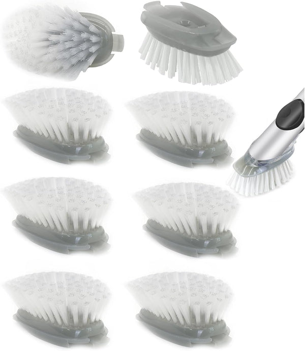 Dish Cleaning Soap Dispensing Brush Refills for OXO - 8 Pack Brush Head Replacement for Scrubber (Grey)