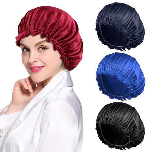 ROYBENS 4PCS Silk Hair Bonnets for Women, Sleeping Cap for Curly Hair and Braids