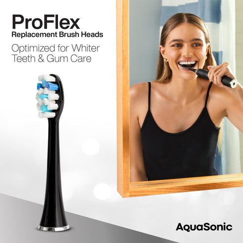AquaSonic Proflex Replacement Brush Heads, ADA Accepted, for Whiter Teeth & Gum Care, Compatible with AquaSonic (3 Pack