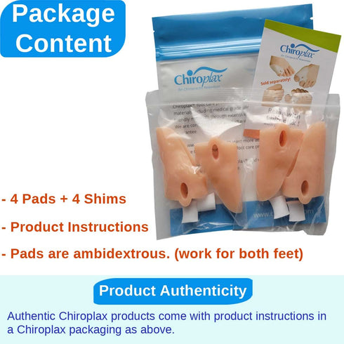 Chiroplax Tailor's Bunion Corrector Pads (4 Pads) for Bunionette Pain Relief, Pinky Toe Straightener