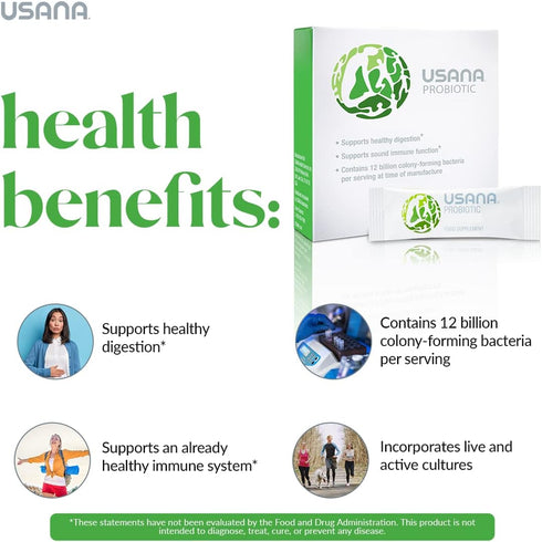 USANA Probiotic Supplement for Digestive Health* – Gluten Free, Sugar Free, Dairy Free - 14 Stick Packs