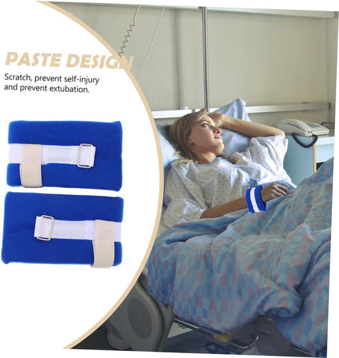 HAKIDZEL 4Pcs Patient Hospital Limb Holders for Blue Strap for Bedridden Safety Easy to Use with Quick Release Buckle