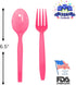 Hot Pink Spoon and Fork Set - 50 Each Lightweight Plasticware for Parties, Disposable Cutlery